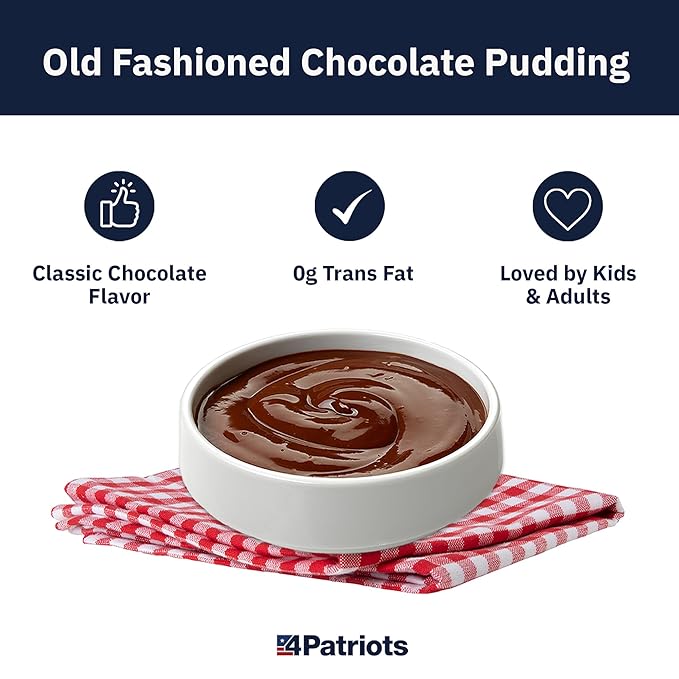 4Patriots Old Fashioned Chocolate Pudding Sample Pouch: Long-Lasting Emergency Dessert Snack, 8 Servings