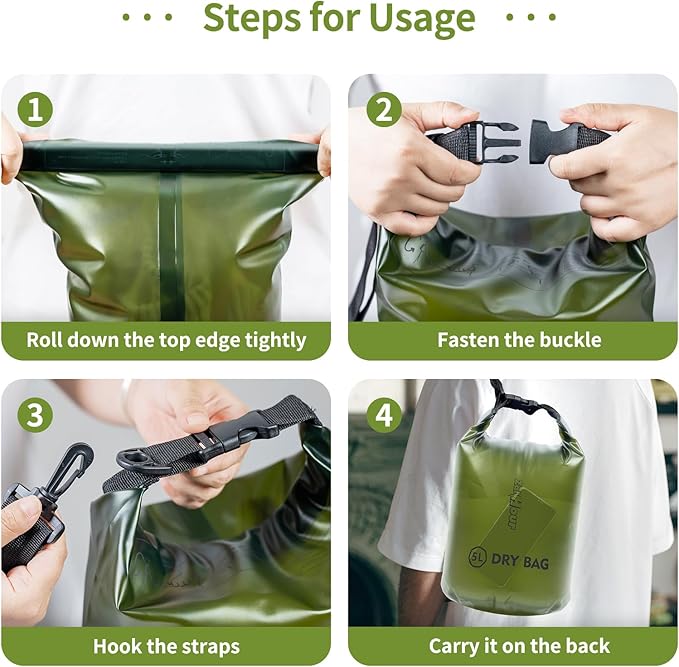 Waterproof Dry Bag - Roll Top Transparent Storage Bag,2L/5L/10L/20L,Suitable for Traveling, Swimming, Kayaking, Camping, Fishing, Rainy Day Trips