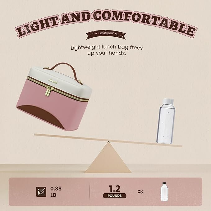LOVEVOOK Lunch Box for Women,Adult Insulated Lunch Bag for Women,Leakproof Cooler Bag for Office Picnic Hiking Beach,Lunch Tote Bag with Adjustable Shoulder Strap