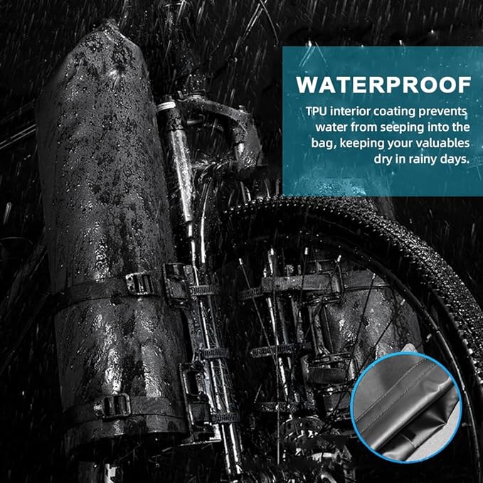 2Packs Bike Fork Bags Waterproof Roll Top Design 5L/7L Bicycle Dry Bag Fork Sacks Cycling Pack Bike Pannier for Moutain Bikes Road Bikes Electric Scooters