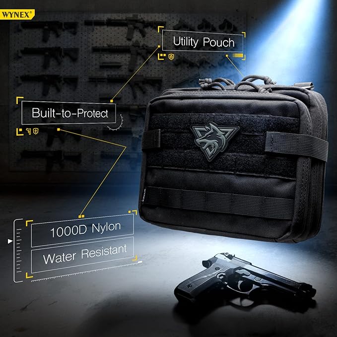WYNEX Tactical Large Admin Pouch of Double Layer Design, Molle EDC EMT Utility Pouch with Map Sleeve Modular Tool Pouch Large Capacity Flag Patch Included
