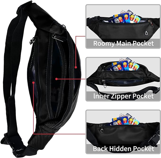 Fanny Pack for Men Women, Waterproof Sports Waist Bag Pack, Belt Bag for Travel Hiking Running