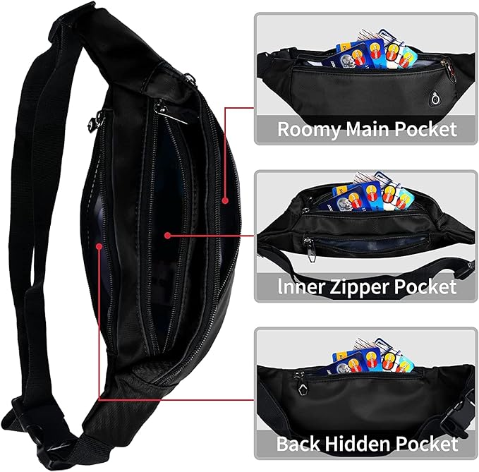Fanny Pack for Men Women, Waterproof Sports Waist Bag Pack, Belt Bag for Travel Hiking Running