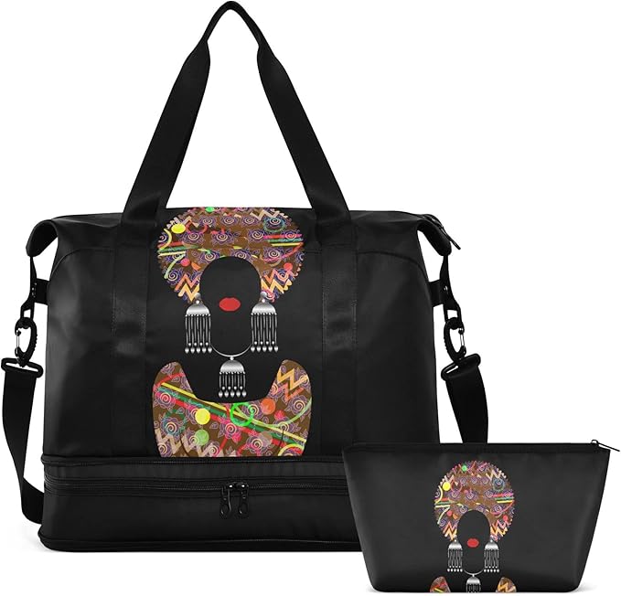 Women's Weekender Duffle Bag for Travel and Gym with Toiletry and Shoes Compartment