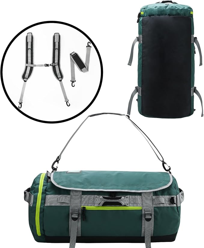 MIER Large Duffel Backpack Sports Gym Bag with Shoe Compartment, Heavy Duty and Water Resistant, Green, 45L