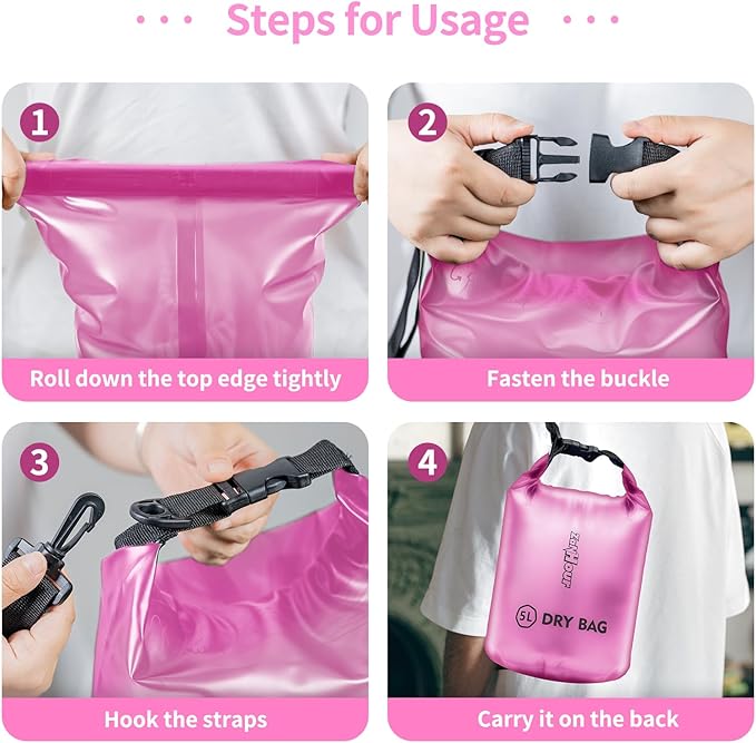 Waterproof Dry Bag - Roll Top Transparent Storage Bag,2L/5L/10L/20L,Suitable for Traveling, Swimming, Kayaking, Camping, Fishing, Rainy Day Trips