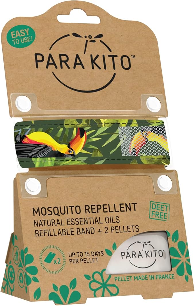PARA'KITO Mosquito Insect & Bug Protection Wristband - Mosquito Stickers & Bug Spray Alternative - Summer Essentials, Beach Accessories, Hiking & Camping Essentials - Natural Essential Oils (Tropical)