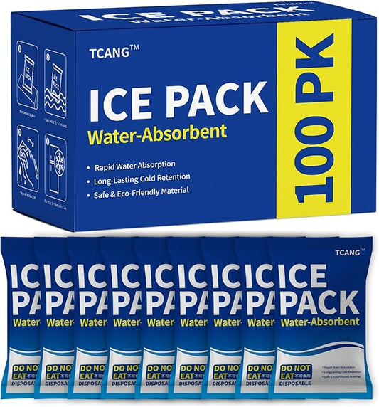 Disposable Ice Packs for Coolers & Lunch Boxes - Pre-Frozen Leak-Proof Cold Packs,Soft Gel Ice Packs for Camping, Beach Bags, Picnics,Outdoor Events, Takeout Delivery