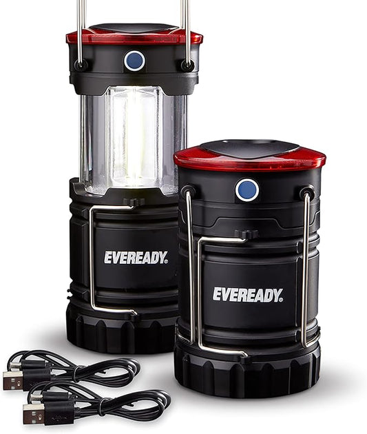 EVEREADY 360 LED Camping Lantern (2-Pack), Collapsible LED Lanterns, Rugged Survival Kits for Hurricane, Emergency Light for Storm, Outages, Outdoor Portable Lanterns
