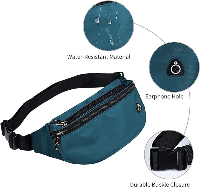 Fanny Pack for Men Women, Waterproof Sports Waist Bag Pack, Belt Bag for Travel Hiking Running