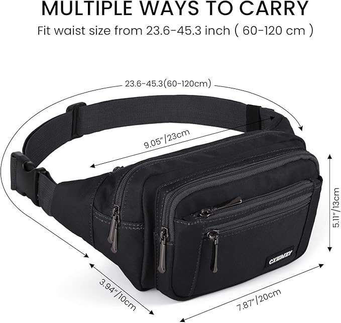 CXWMZY Fanny Packs For Women & Men Waist Pack Hip Bum Bag with Multi-Pockets Large Capacity Waterproof Casual Bum Bag for Disney Traveling Casual Cycling Running Hiking (Camo Black)