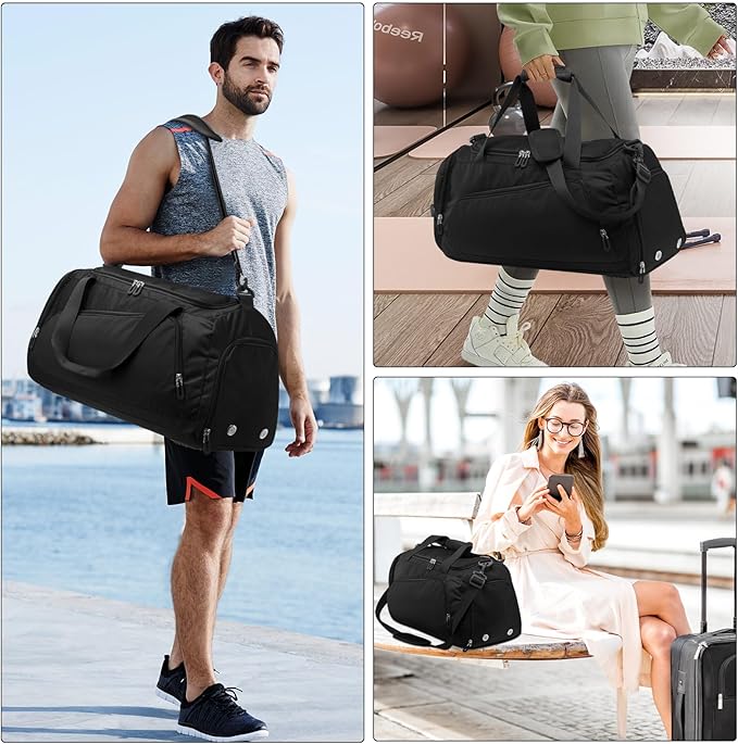 HUA ANGEL Waterproof Gym Bag with Shoe & Wet Compartment Large Capacity Sports Duffel Bag Men Women Travel Fitness Workout