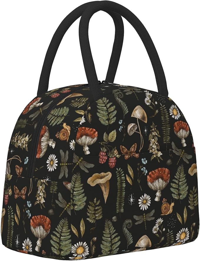 Mushroom Lunch Bag Lunch Box for Women Men Boys Girls, Reusable Insulated Lunch Tote Bag, Leakproof Thermal Cooler Sack Food Handbags High Capacity for Work School Picnic Camping Gifts