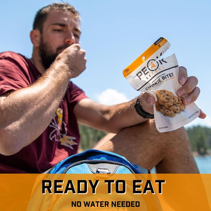 Peak Refuel Cookie Bites 4-Pack | Freeze Dried Backpacking and Camping Food | Tasty Trail Treat | High Protein Snack Packs