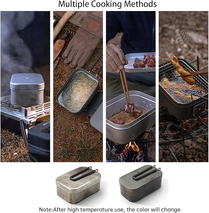 Campingmoon Camping Mess Tin Pressure Relief Aluminum Dinner Box Camping Bowls Cooking Pot with Foldable Handle for Camping & Cooking