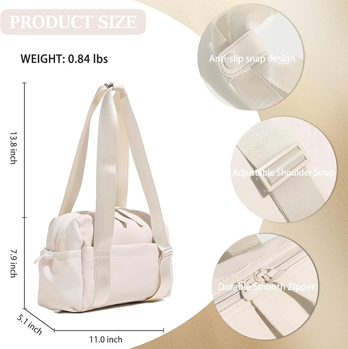 Mini Gym Bag for Women & Girls with Wet Compartment Small Gym Tote Bag Waterproof Travel Duffle Bag Cute Workout Sports Bag, Beige