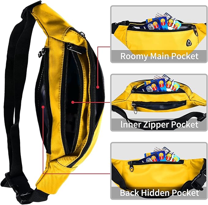 Fanny Pack for Men Women, Waterproof Sports Waist Bag Pack, Belt Bag for Travel Hiking Running
