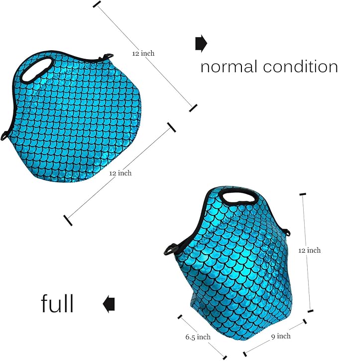 YOUDA Insulated Lunch Bag Neoprene Shoulder Lunch Tote Boxes Bags for Women Men Work Office Outdoor Picnic Travel (Blue)