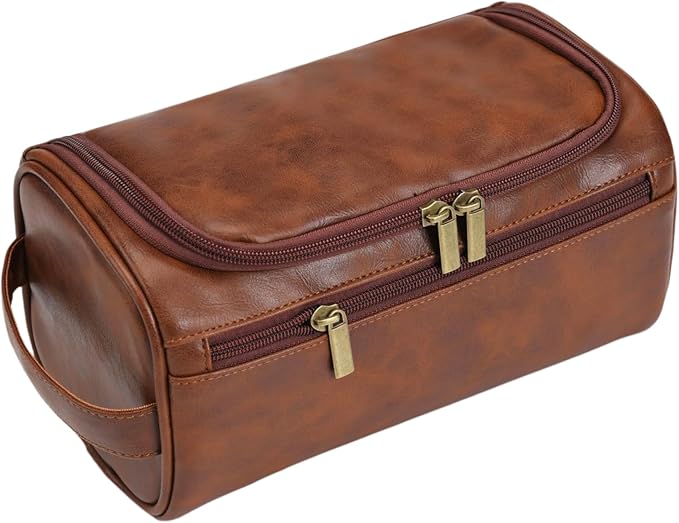 Personalized Large Toiletry Bag for Men,Premium Quality Durable and Stylish Travel Organizer for Travel, Grooming and Personal Care,Waterproof Leather Dopp Kit Gifts for Men