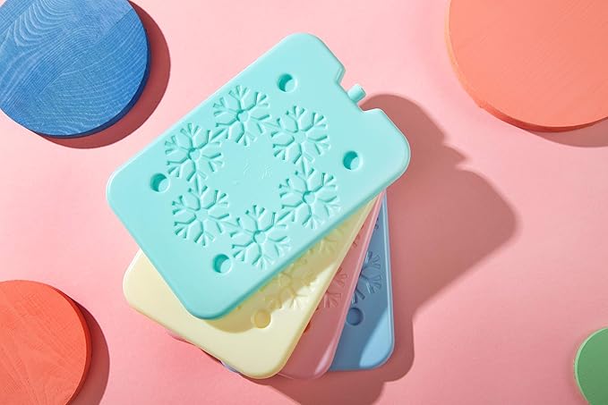 BLUE ELE Macaron-Colored Ice Pack for Lunch Box and Cooler, BPA Free, Reusable and Long Lasting, Slim and Lightweight Design, Set of 4, Fun & Colorful, BE01 Macaron-Colored