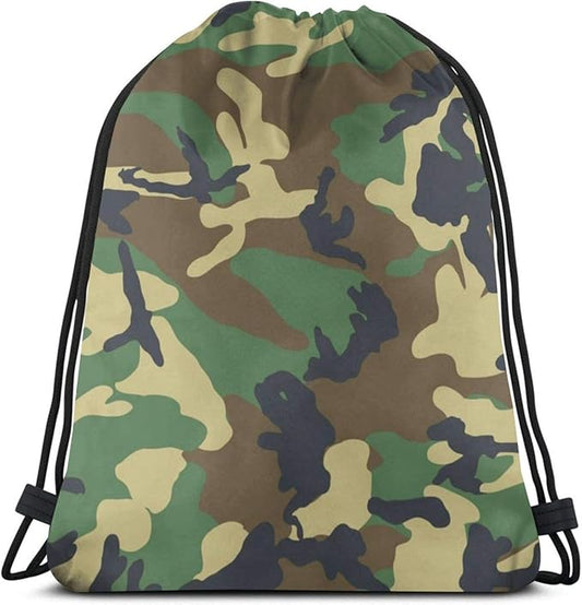 Camo Drawstring Bag Camouflage Map Gym Backpack Sports Backpack Lightweight Waterproof Bags for Men Women Outdoor Gym Sport