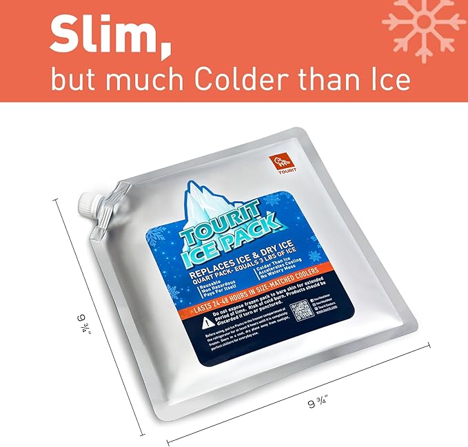 TOURIT Reusable Ice Pack for Coolers Long Lasting Cooler Ice Packs for Cooler Bag Lunch Bags/Boxes, Cooler Backpacks, Freezer Packs for Coolers