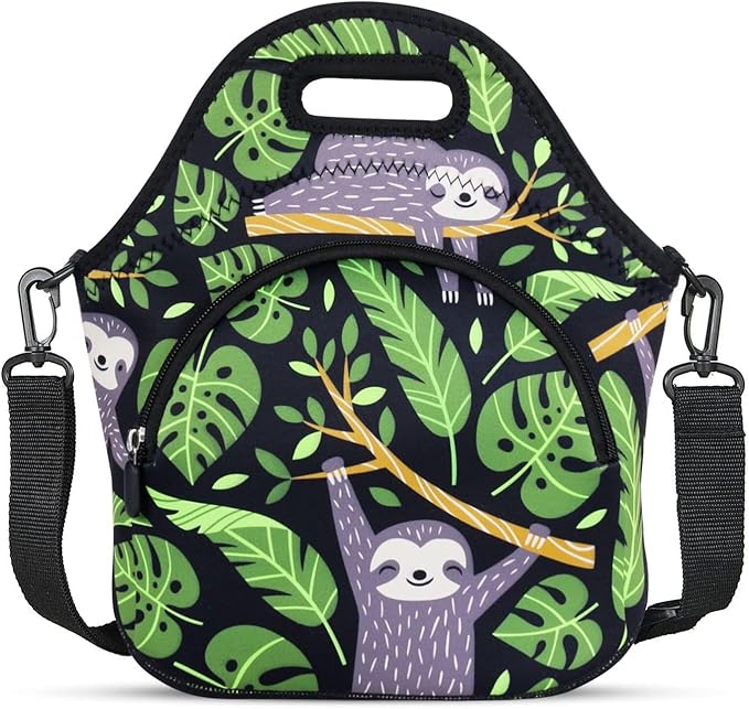 Violet Mist Neoprene Lunch Bag Tote Reusable Insulated Lunch Box with Adjustable Shoulder Strap&Pocket for Women,Men,Adults