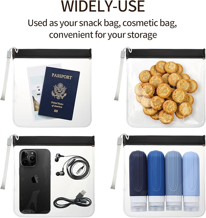 Clear Toiletry Bag, 4 Pack TSA Approved Security Travel Toiletry Bag Carry on Travel Accessories Bag Airport Airline Quart Size Bags Water Repellent Makeup Cosmetic Bag for Women