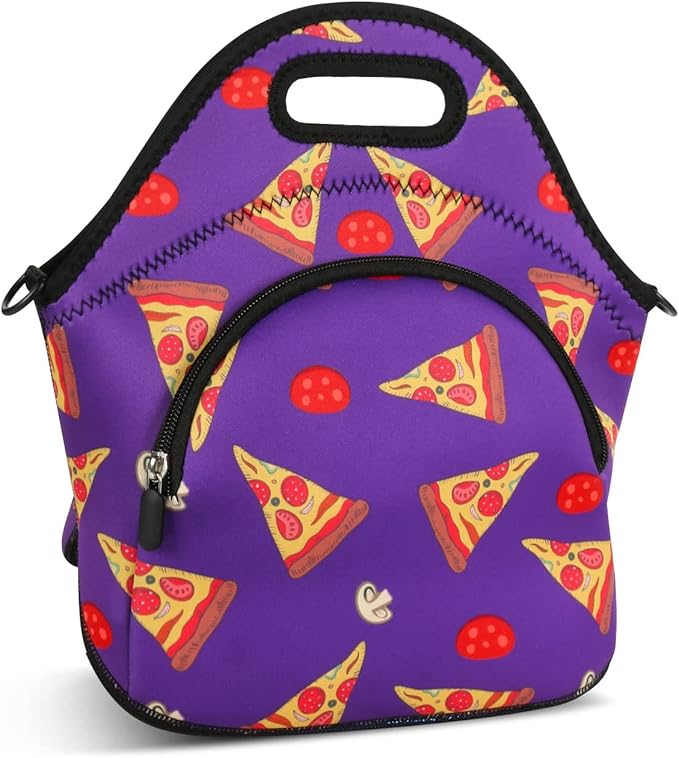 Violet Mist Neoprene Lunch Bag Reusable Insulated Lunch Box with Adjustable Shoulder Strap&Pocket for Women,Men,Adults