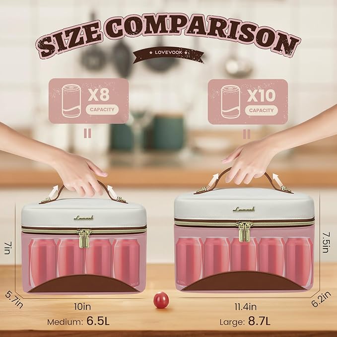 LOVEVOOK Lunch Box for Women,Large Adult Insulated Lunch Bag for Women,Leakproof Cooler Bag for Office Picnic Hiking Beach,Lunch Tote Bag with Adjustable Shoulder Strap