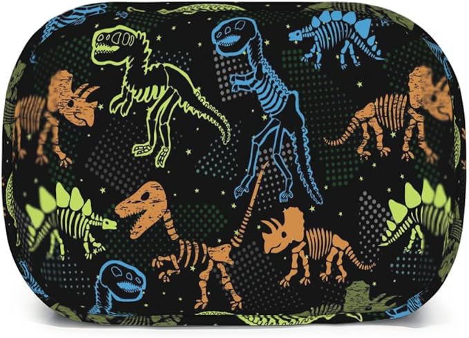 Giwawa Dinosaur Lunch Box for Kids, Colorful Dino Fossil Animal Print Reusable Lunch Bag Thermal Lunch Cooler Tote Bags for Boys Girls Men Women Travel Picnic, Front Pocket & Zipper Closure
