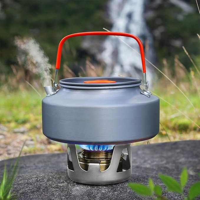 KOMCLUB Mini Alcohol Stove for Backpacking Portable Alcohol Stove Spirit Burner Ultralight Camping Mini Camp Stove Cookware Set Outdoor Camping Hiking Backpacking Picnic