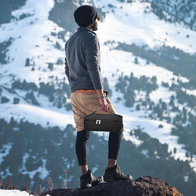 NATURAL STYLE Small Lunch Bag, Mini Portable Thermal Insulated Cooler Bag Lunch Box (Black)