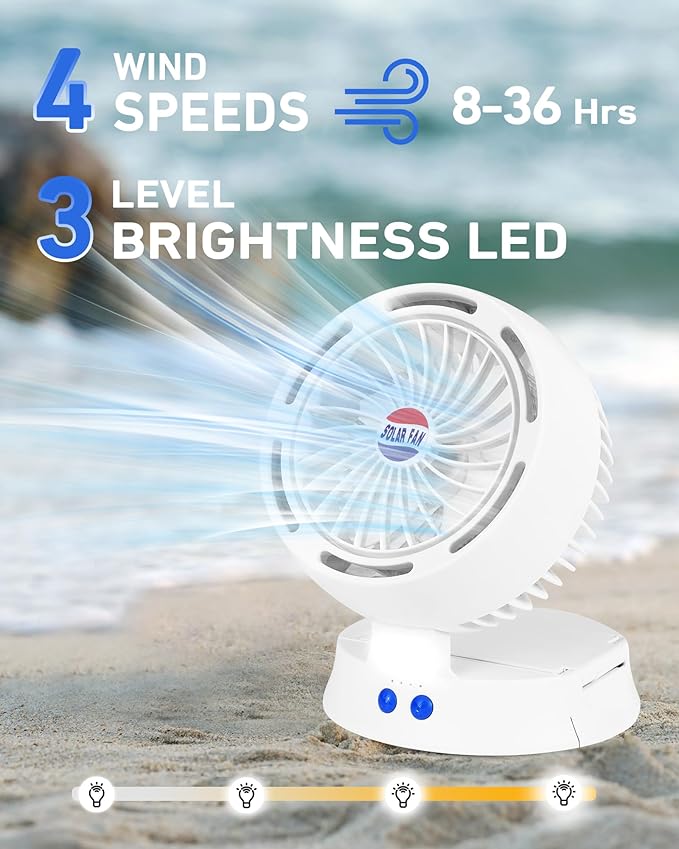 10400mAh Solar Camping Fan with LED Lantern, Rechargeable Portable Fan with 5W Solar Panel, Battery Operated Personal Fan for Outside Picnic, Fishing, Outdoor Tent Fan for Camping Essentials