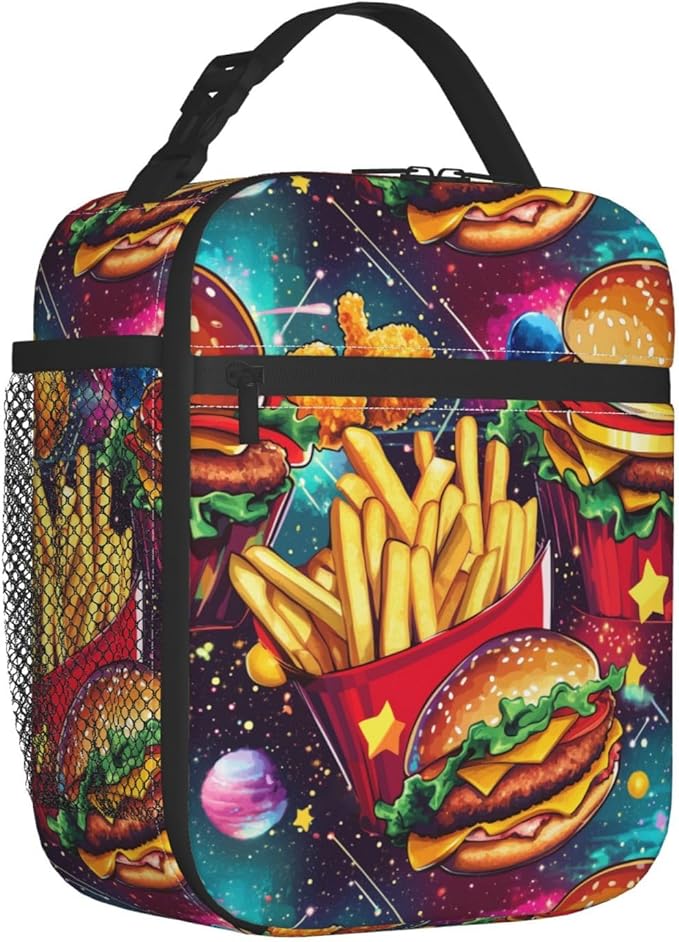 Hamburger Lunch Bag Insulated Reusable Lunch Box Thermal Cooler Tote For Men Women Work Travel Picnic Hiking