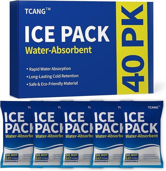 Disposable Ice Packs for Coolers & Lunch Boxes - Pre-Frozen Leak-Proof Cold Packs,Soft Gel Ice Packs for Camping, Beach Bags, Picnics,Outdoor Events, Takeout Delivery