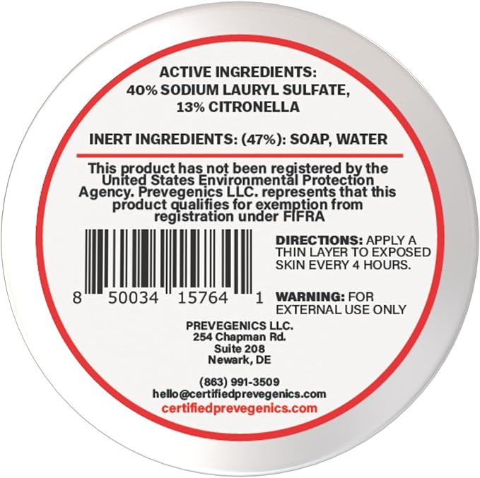 All Natural Bug Repellent Paste (1 oz.) | Repels Mosquitos, Flies, Ticks, & Fleas | DEET Free & Contains Citronella | for All Skin Types