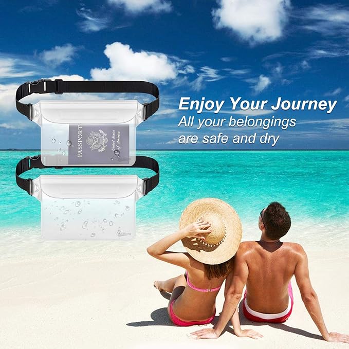 Waterproof Fanny Pack, Waterproof Pouch for Phone Passport Wallet Purse for Swimming Boating Fishing Diving Beach