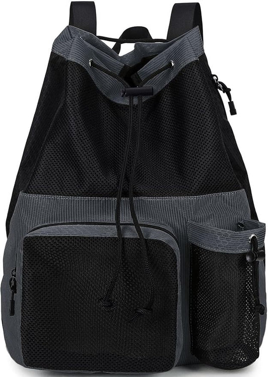Lohol Large Mesh Drawstring Backpack with Shoe Bag, Durable Swimming String Sack with Handle for Sports Gym Yoga Beach Travel