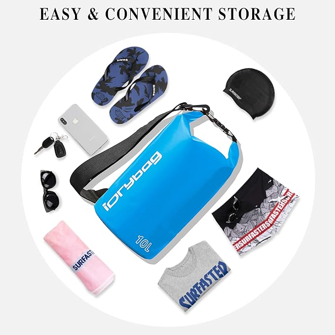 IDRYBAG Dry Bags for Kayaking Waterproof 2L/5L/10L/15L/20L, Small Dry Bag Waterproof Floating, Dry Sack Waterproof Bag for Paddleboarding Travel