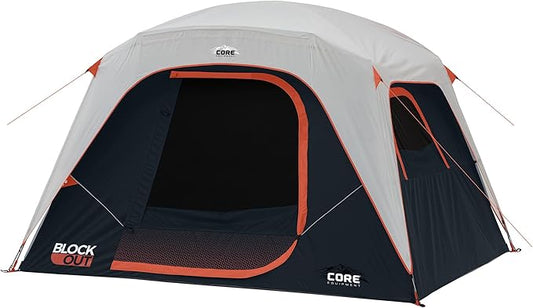 CORE Blackout 6 Person & 9 Person Dome Tent | Best Car Camping Outdoor Family Camp Tent | Included Storage Pockets for Camping Accessories | Portable Tent for Camping with Carry Bag