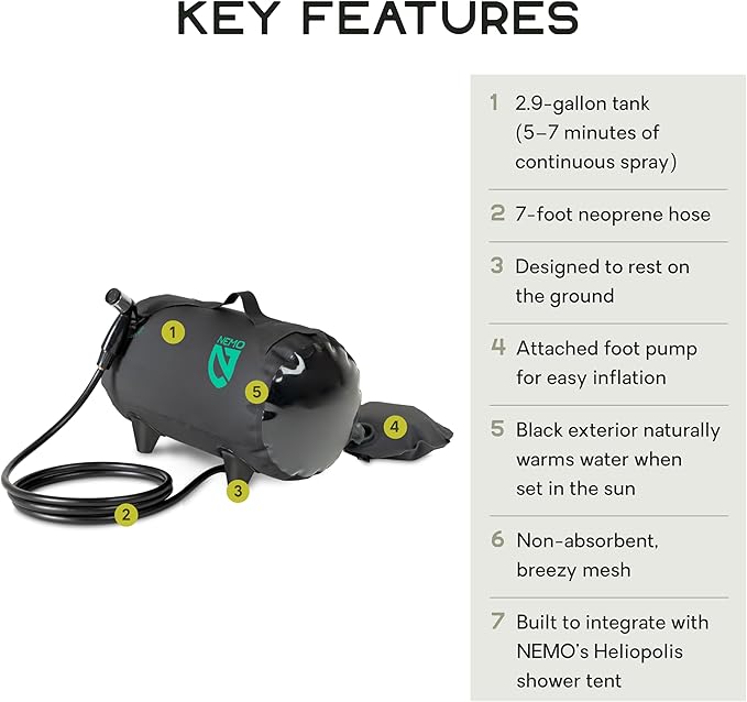 NEMO Helio Portable Pressure Camp Shower