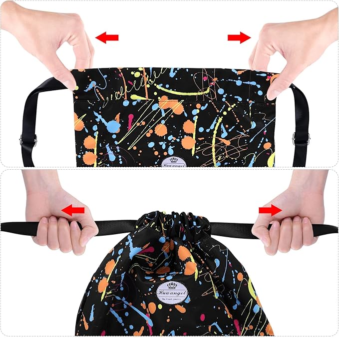 HUA ANGEL Floral Print Drawstring Bag - Lightweight Waterproof Cinch Sackpack with Side Pocket for Men & Women Travel Gym Bag