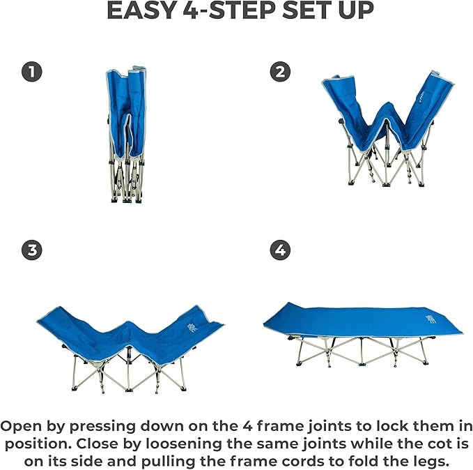OSAGE RIVER Camping Cot for Adults - Folding Camping Cot - Portable Cots for Sleeping - Rated for 300 lbs