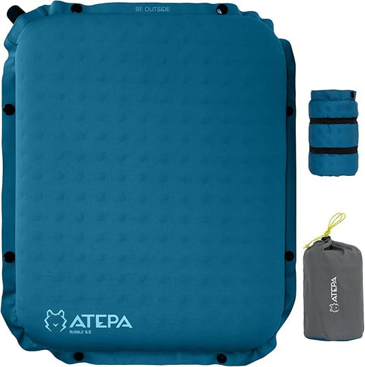 ATEPA Inflatable Stadium Seat Cushion, Self-Inflating Memory Foam Stadium Seats Camping Accessories Chair Pad for Outdoor Airplane Travel Bleacher Patio Backpacking