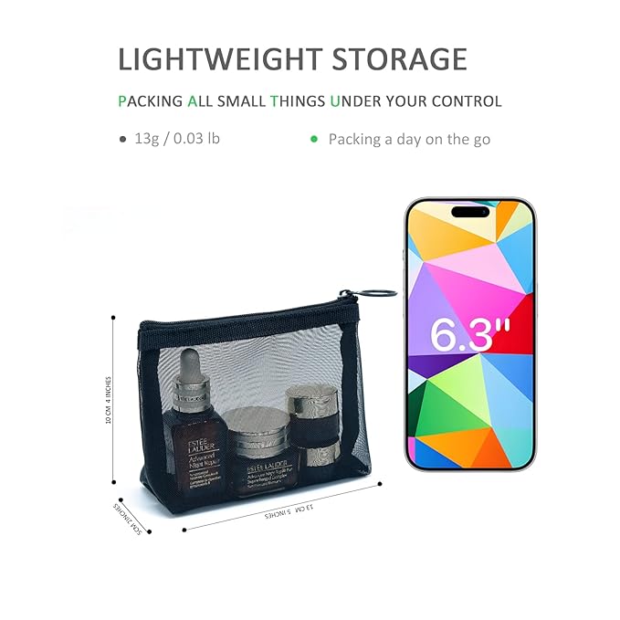 patu Widened Mini Zipper Mesh Bags, Size S, 5" x 4" x 2", 5 Pieces, Beauty Makeup Lipstick Cosmetic Accessories Organizer, Small Travel Kit Storage Pouch, Assorted Colors