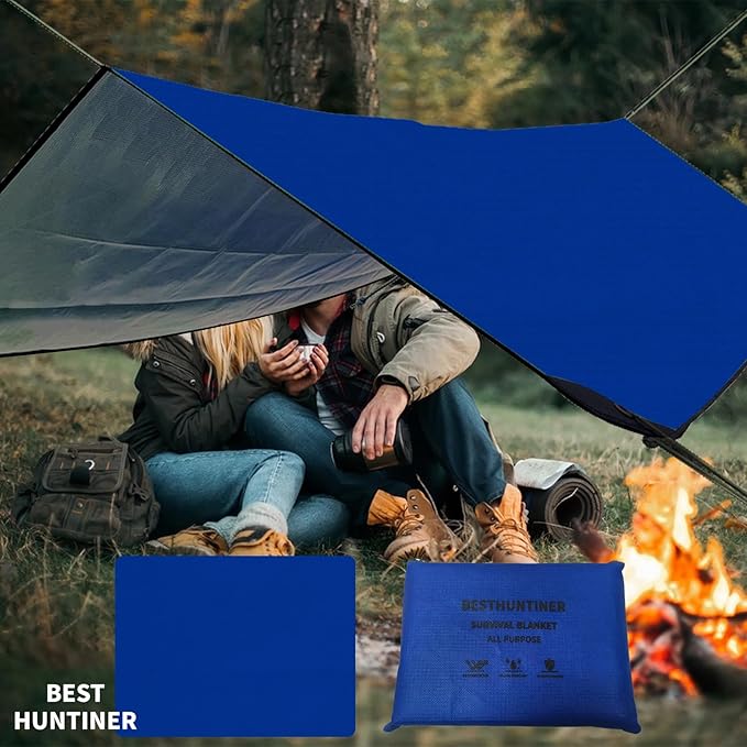Heavy Duty Survival Blanket -Multifunctional Reflective Tarp Thermal Blanket - 60" x 83" Waterproof Sandproof for Camping Hiking Outdoors Multifunctional Emergency Blanket…
