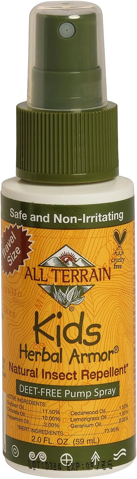 Kids Herbal Armor DEET-Free Pump Spray 2 oz. Travel Size Insect Repellent, Plant-Based and All Natural, Safe for Family and Pets, Mosquito and Bug Protection