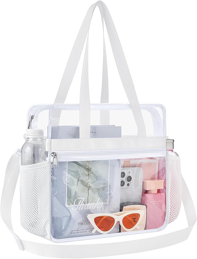 USPECLARE Clear Tote Stadium Approved, Security Travel & Gym Clear Bag for Work Sports Games Concerts