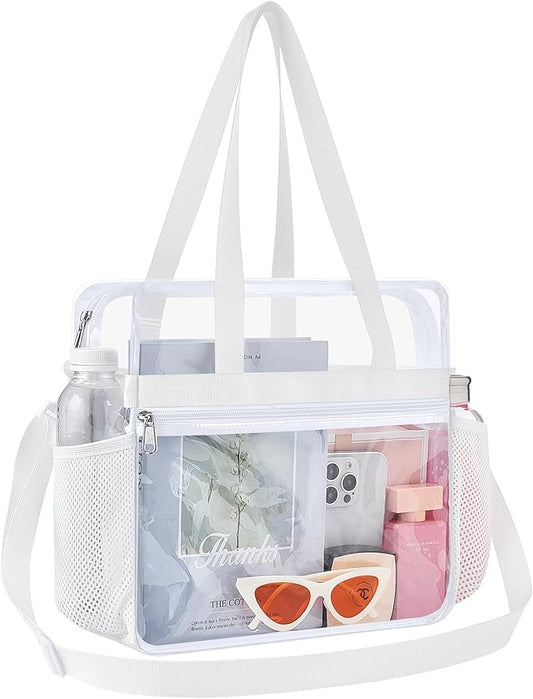 USPECLARE Clear Tote Stadium Approved, Security Travel & Gym Clear Bag for Work Sports Games Concerts